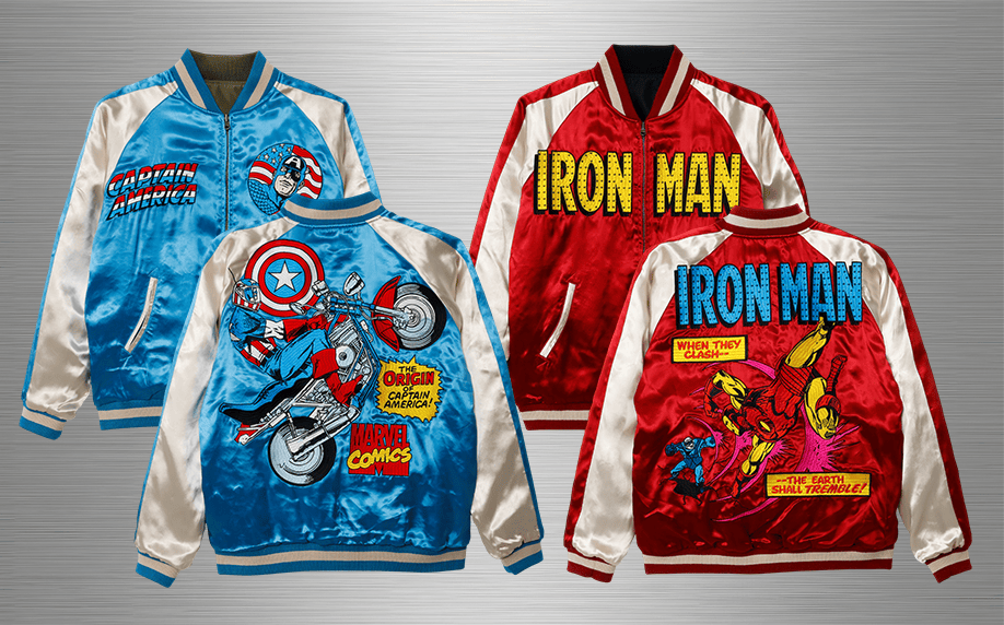 [スモール・プラネット]リバーシブルスカジャン アイアンマン/キャプテン・アメリカ Lサイズ
